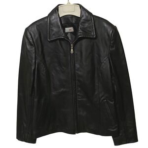 Vtg 80s Tiboa Black Genuine Leather Zip Up Jacket Womens M USA Blokette Mob Wife